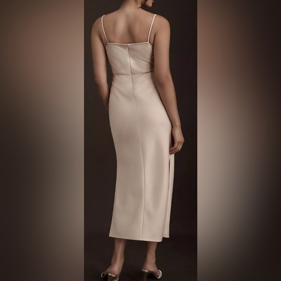 BHLDN Cali Satin Charmeuse Cowl Neck Midi Dress Blush Pink Size 4 - Picture 2 of 11